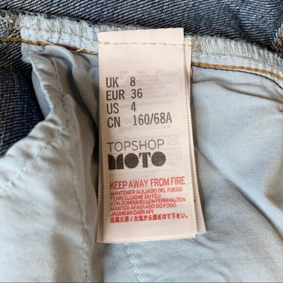 Topshop Moto Kiri Jean Shorts High Rise Waist Denim Raw hem Blue Size 4 - Picture 7 of 11